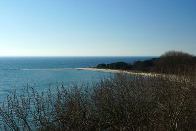 Scenic view of sea against clear sky