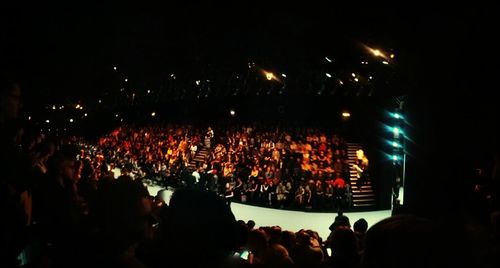 Firework display at night