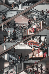 High angle view of people at shopping mall