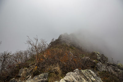 Scenic view of mountains against sky during winter