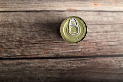 High angle view of drink on table