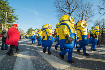 People walking on road