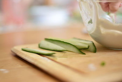 Close-up of bread on cutting board