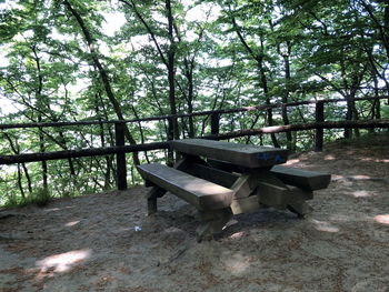 Empty bench in park