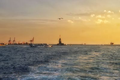 View of sea against sky during sunset