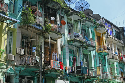 Low angle view of residential building against sky