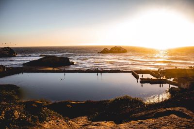 Scenic view of sea against sky during sunset