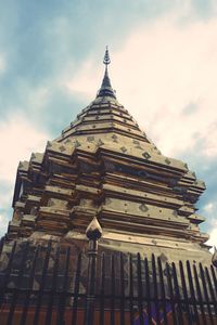 Low angle view of pagoda against sky