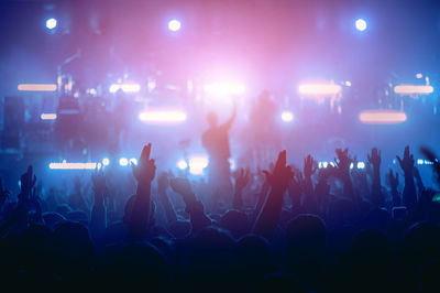 Group of silhouette people at music concert