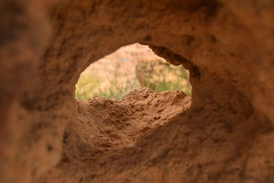 Close-up of hole in rock