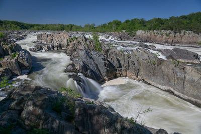 Water flowing through rocks