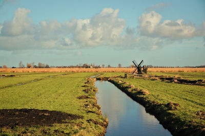Scenic view of agricultural landscape against sky