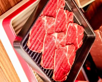 Close-up of food on barbecue grill