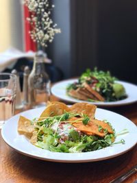 Close-up of salad in plate on table