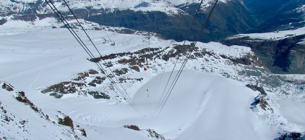 High angle view of snow covered mountain