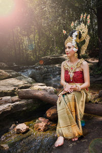 Portrait of woman wearing traditional clothing