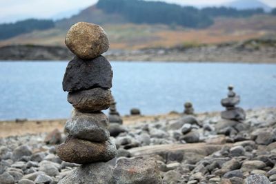 Stack of pebbles on beach