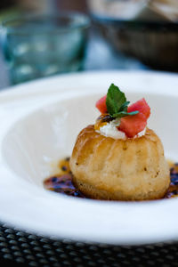 Close-up of served food in plate