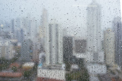 Full frame shot of wet glass window