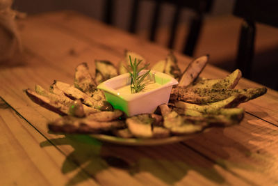 Close-up of food on table