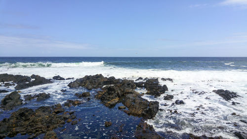 Scenic view of beach and sea against sky