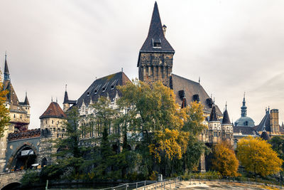 Vajdahunyad castle front view in autumn, budapest, hungary