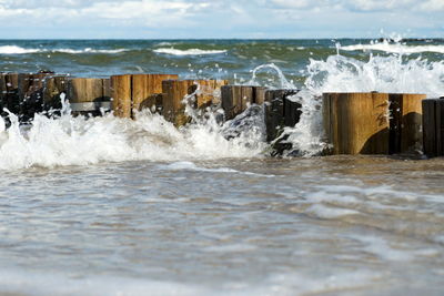 Water splashing in sea