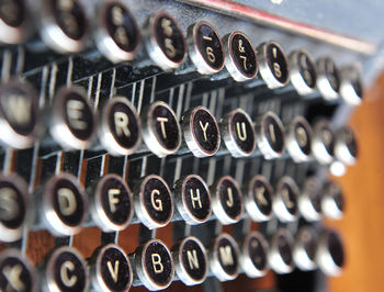Close-up of old  typewriter on table