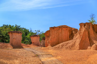Panoramic view of rock formations against sky
