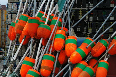 Orange buoys at port