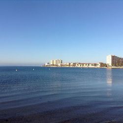 Scenic view of sea against clear sky