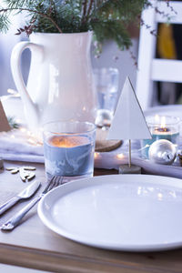 Close-up of tea in glass on table