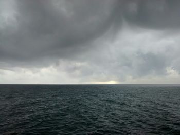 Scenic view of sea against cloudy sky