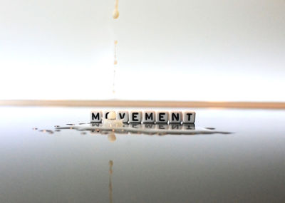 Reflection of text on water