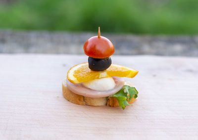 Close-up of food on table