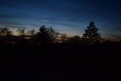 Silhouette trees against sky during sunset