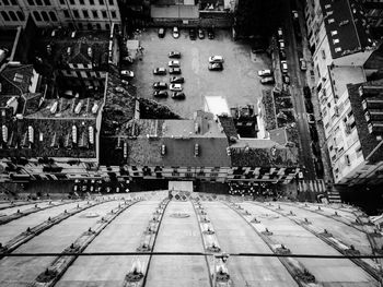 High angle view of cityscape during winter