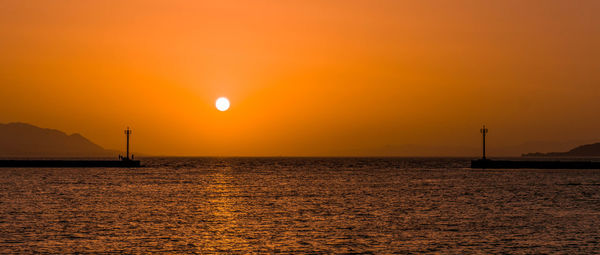 Scenic view of sea during sunset