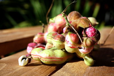 Close-up of fruits on table