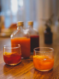 Close-up of drink in glass on table