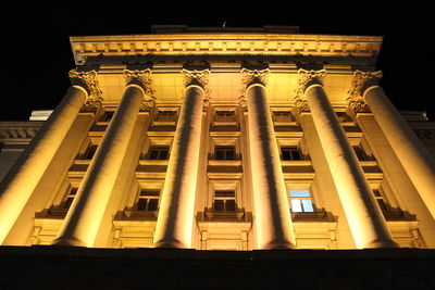 Low angle view of illuminated built structure