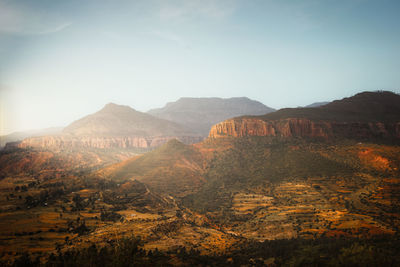 Scenic view of mountains against sky