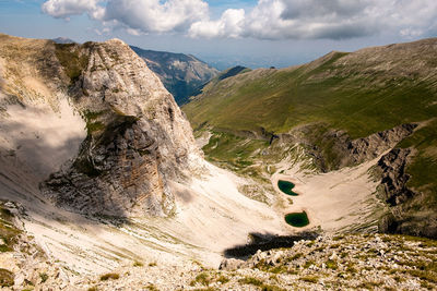 Scenic view of rocky mountains against sky