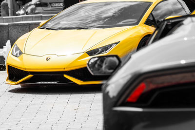 Yellow car on street