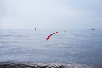 Buoys on sea against sky