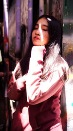 Young woman wearing hat