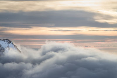 Aerial view of cloudscape against sky during sunset