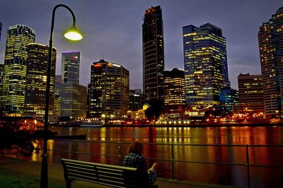 City lit up at night