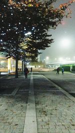 Illuminated street lights at night