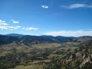 Scenic view of mountains against cloudy sky